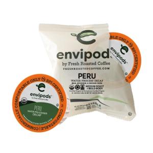 Fresh Roasted Coffee, USDA Organic Peru Water-Processed Half Caf envipods | 3rd Party Tested for Pesticides, Mold, Mycotoxins, BPI Compostable | Med Roast 72 CT Pods for K Cup Brewers(Organic Peru Water Processed)