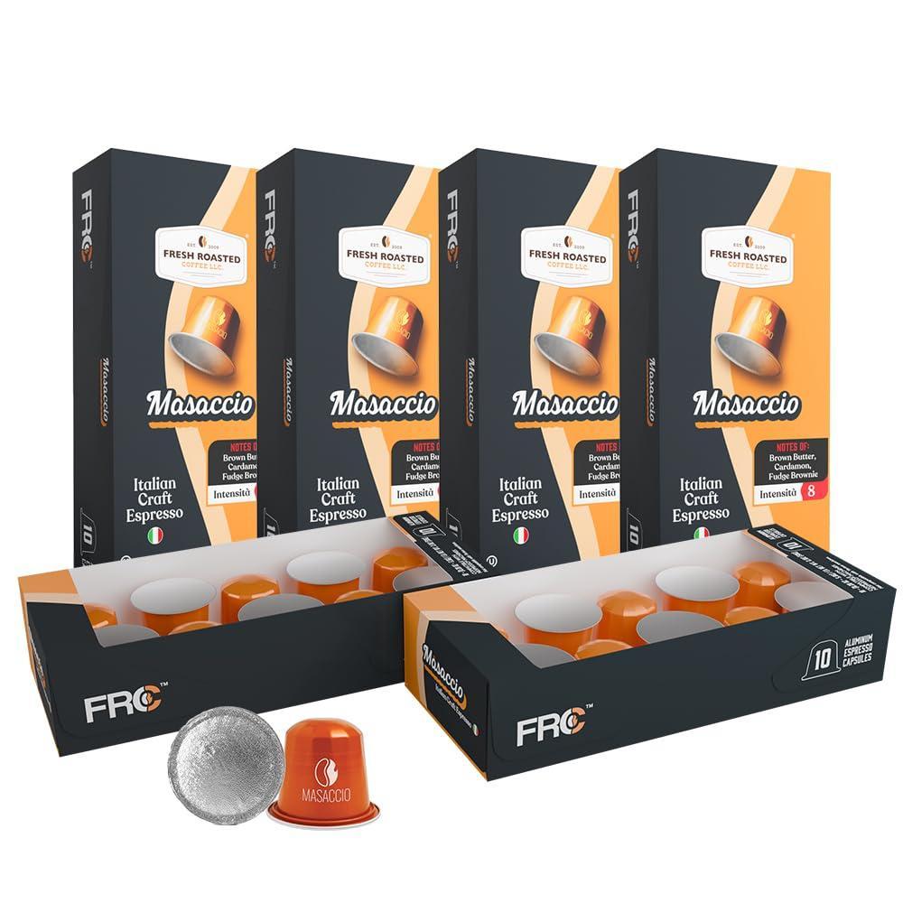 image:imageFresh Roasted Coffee Espresso Pods for Nespresso OriginalLine Indian Monsoon Malabar 10 Aluminum CapsulesMasaccio Italian Craft Espresso