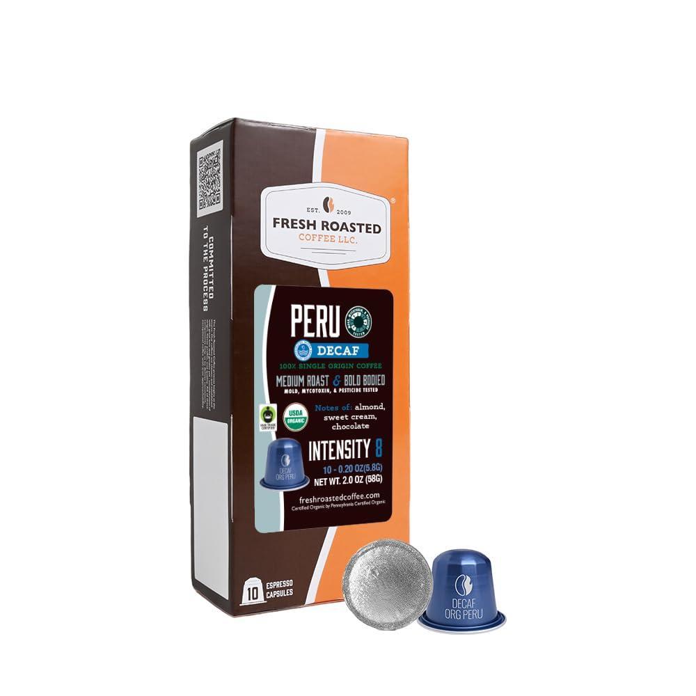 image:imageFresh Roasted Coffee Espresso Pods for Nespresso OriginalLine Indian Monsoon Malabar 10 Aluminum CapsulesOrganic Decaf Peru