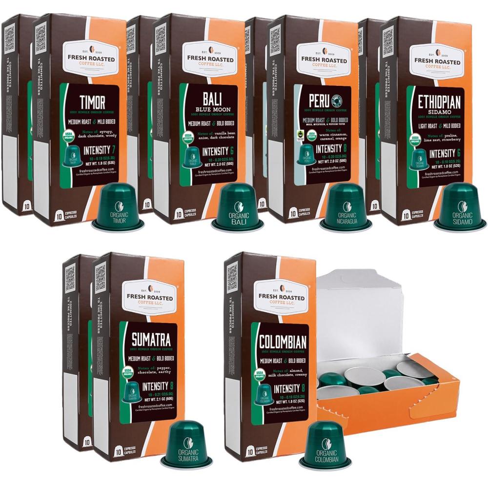 image:imageFresh Roasted Coffee Espresso Pods for Nespresso OriginalLine Indian Monsoon Malabar 10 Aluminum CapsulesOrganic Single Origin Variety