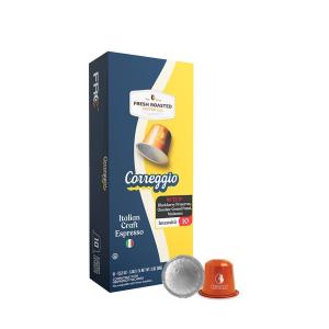 Fresh Roasted Coffee Espresso Pods for Nespresso OriginalLine, Indian Monsoon Malabar, 10 Aluminum Capsules(Correggio Italian Craft Espresso)