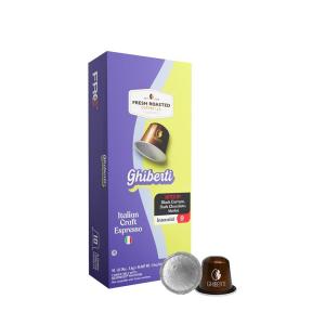 Fresh Roasted Coffee Espresso Pods for Nespresso OriginalLine, Indian Monsoon Malabar, 10 Aluminum Capsules(Ghiberti Italian Craft Espresso)