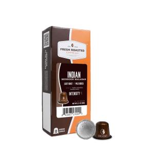 Fresh Roasted Coffee Espresso Pods for Nespresso OriginalLine, Indian Monsoon Malabar, 10 Aluminum Capsules(Indian Monsoon Malabar)