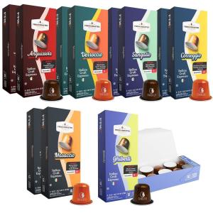 Fresh Roasted Coffee Espresso Pods for Nespresso OriginalLine, Indian Monsoon Malabar, 10 Aluminum Capsules(Italian Craft Espresso Variety)