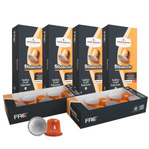 Fresh Roasted Coffee Espresso Pods for Nespresso OriginalLine, Indian Monsoon Malabar, 10 Aluminum Capsules(Masaccio Italian Craft Espresso)