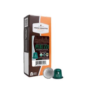 Fresh Roasted Coffee Espresso Pods for Nespresso OriginalLine, Indian Monsoon Malabar, 10 Aluminum Capsules(Organic Peruzzi Italian Craft)