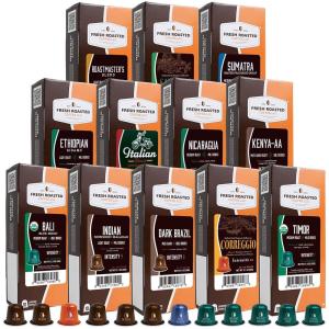 Fresh Roasted Coffee Espresso Pods for Nespresso OriginalLine, Indian Monsoon Malabar, 10 Aluminum Capsules(Single Origin and Espresso Blends)