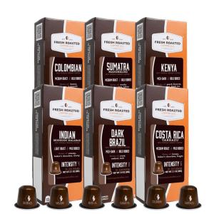 Fresh Roasted Coffee Espresso Pods for Nespresso OriginalLine, Indian Monsoon Malabar, 10 Aluminum Capsules(Single-Origin Variety Pack)
