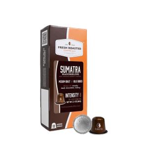 Fresh Roasted Coffee Espresso Pods for Nespresso OriginalLine, Indian Monsoon Malabar, 10 Aluminum Capsules(Sumatra Manheling)