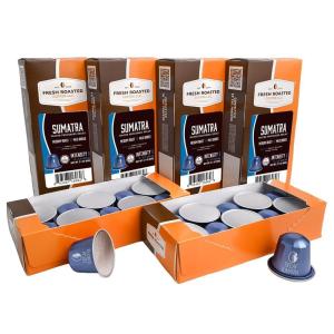 Fresh Roasted Coffee Espresso Pods for Nespresso OriginalLine, Indian Monsoon Malabar, 10 Aluminum Capsules(Sumatra Water Processed Decaf)