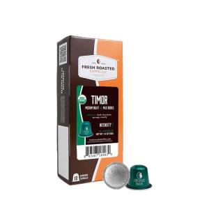 Fresh Roasted Coffee Espresso Pods for Nespresso OriginalLine, Indian Monsoon Malabar, 10 Aluminum Capsules(Timor)