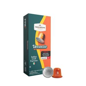 Fresh Roasted Coffee Espresso Pods for Nespresso OriginalLine, Indian Monsoon Malabar, 10 Aluminum Capsules(Verroccio Italian Craft Espresso)