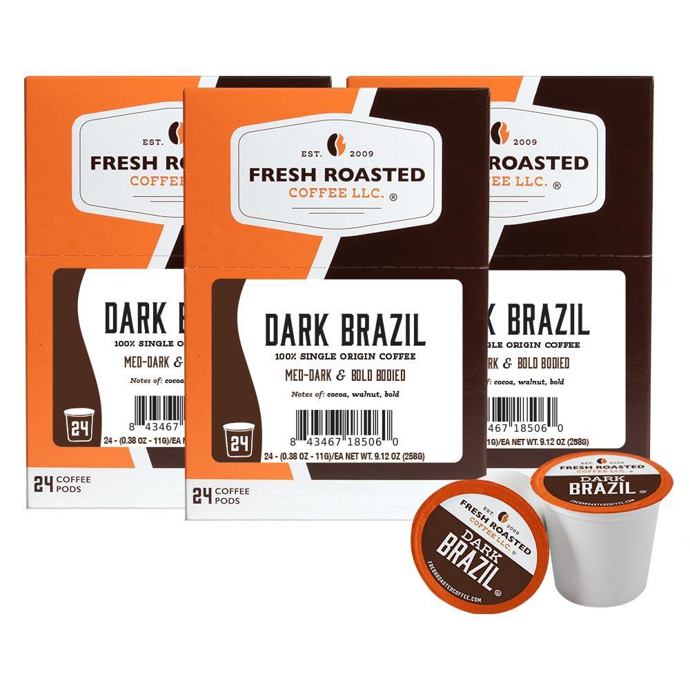 image:imageFresh Roasted Coffee Dark Brazil MedDark Roast 72 Pods for K Cup Brewers