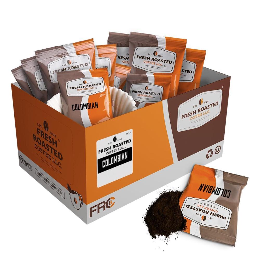image:imageFresh Roasted Coffee FRC Medium Roast Blend Kosher PreGround Fractional Packs 225 Ounce 96 CountColombian