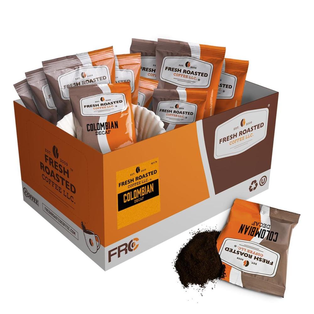 image:imageFresh Roasted Coffee FRC Medium Roast Blend Kosher PreGround Fractional Packs 225 Ounce 96 CountDecaf Colombian