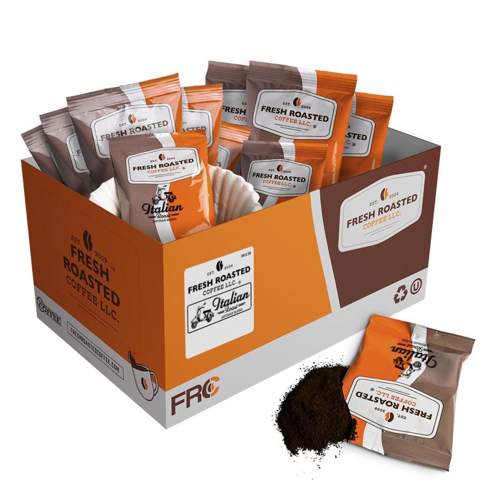 image:imageFresh Roasted Coffee FRC Medium Roast Blend Kosher PreGround Fractional Packs 225 Ounce 96 CountItalian Roast