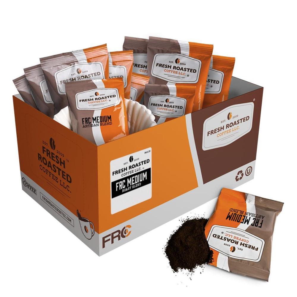 image:imageFresh Roasted Coffee FRC Medium Roast Blend Kosher PreGround Fractional Packs 225 Ounce 96 CountMedium Roast