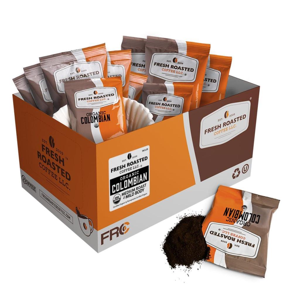 image:imageFresh Roasted Coffee FRC Medium Roast Blend Kosher PreGround Fractional Packs 225 Ounce 96 CountOrganic Colombian