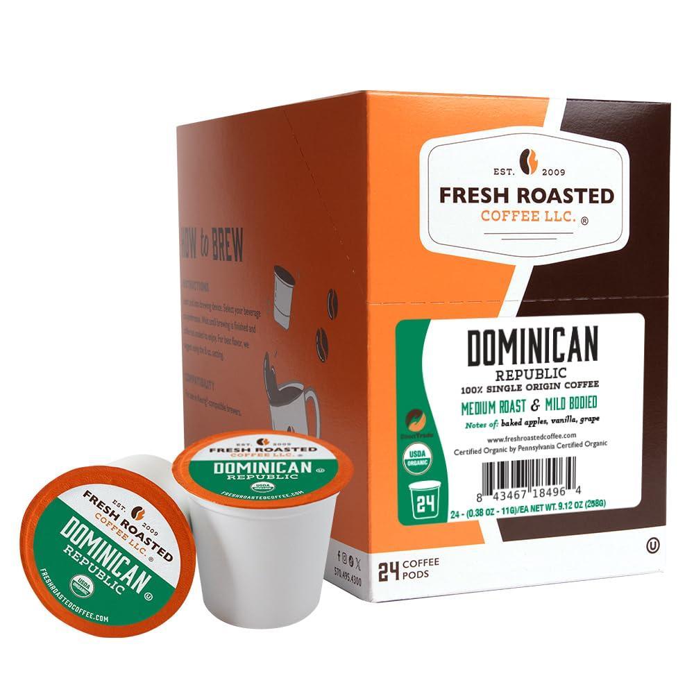image:imageFresh Roasted Coffee Organic Dominican Republic USDA Organic Direct Trade Kosher Medium Roast 24 Pods for K Cup Brewers