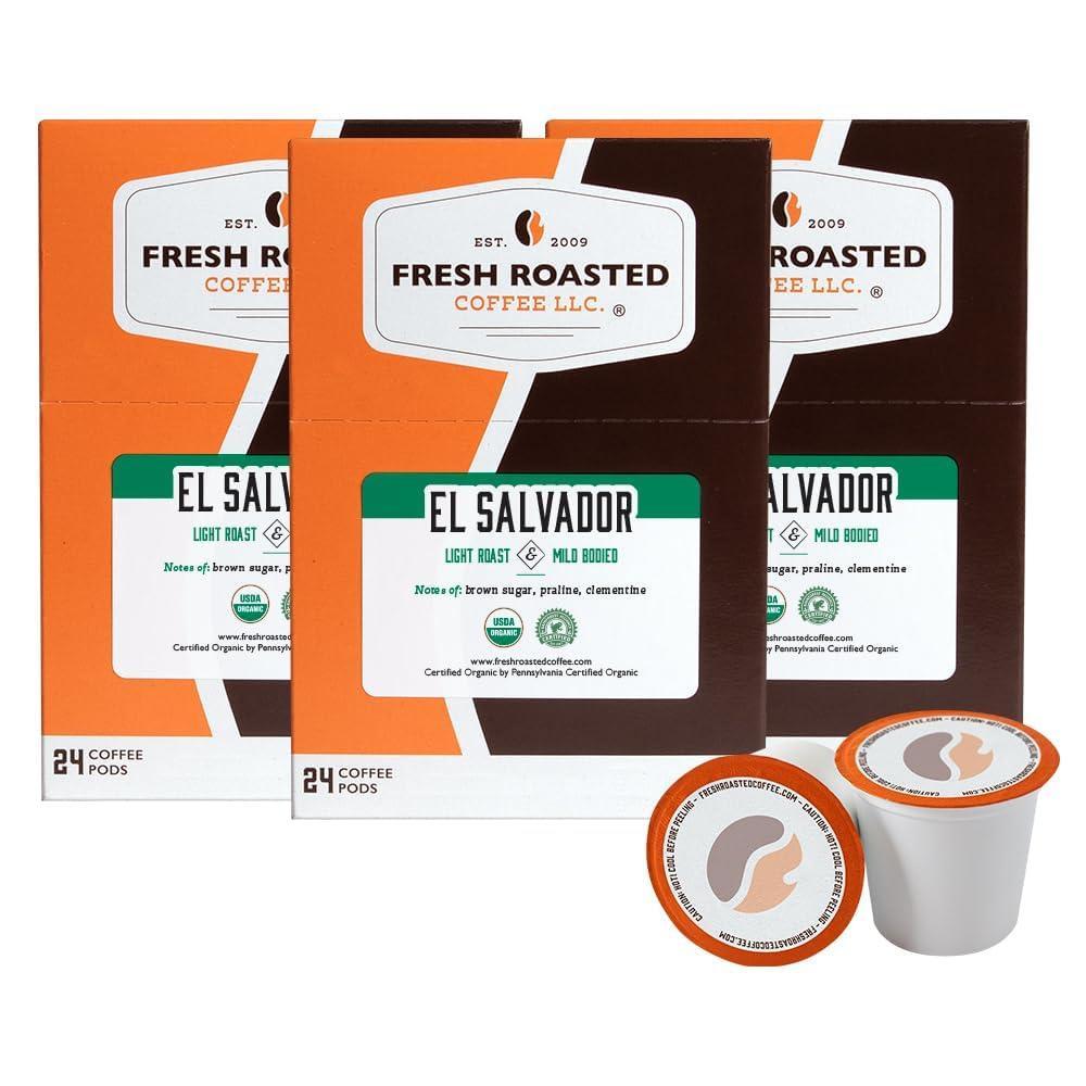 image:imageFresh Roasted Coffee Organic El Salvador Finca Hungria Light Roast Kosher RFA 72 Pods for K Cup Brewers
