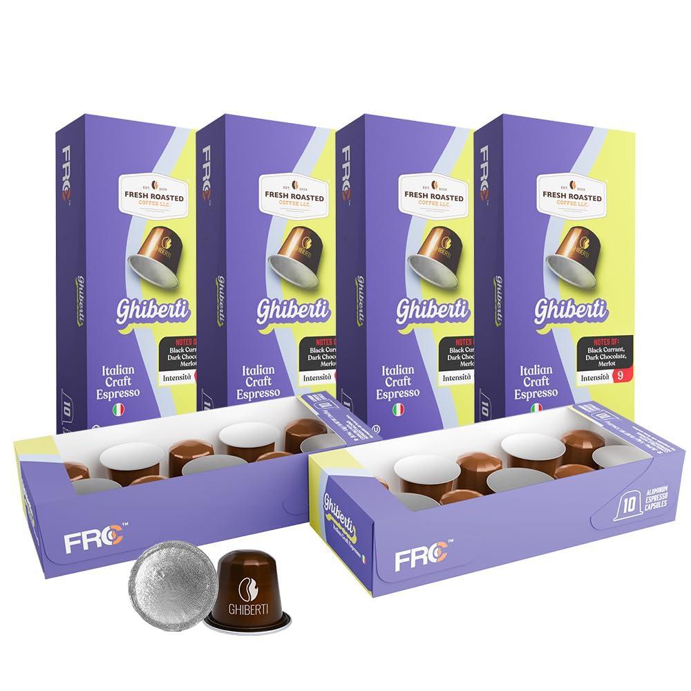 image:imageFresh Roasted Coffee for Nespresso OriginalLine Ghiberti Italian Craft Espresso 60 Count Aluminum Capsules