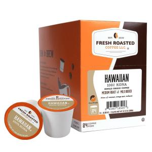 Fresh Roasted Coffee, 100% Hawaiian Kona, Medium Roast, Kosher, K-Cup Compatible, 24 Pods(100% Hawaiian Kona)