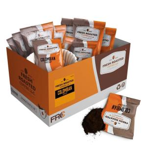 Fresh Roasted Coffee, FRC Medium Roast Blend, Kosher, Pre-Ground Fractional Packs, 2.25 Ounce, 96 Count(Decaf Colombian)