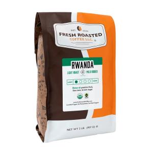 Fresh Roasted Coffee, Fair Trade Organic Rwanda, 2 lb (32 oz), Light Roast, Kosher, Ground