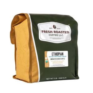 Fresh Roasted Coffee, Unroasted Organic Ethiopian Sidamo |USDA Organic, 100% Single Origin, Kosher | 5 Pound(Unroasted Organic Ethiopian Sidamo Water Processed Decaf)