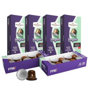 Fresh Roasted Coffee for Nespresso OriginalLine, Sangallo Italian Craft Espresso, 60 Count Aluminum Capsules